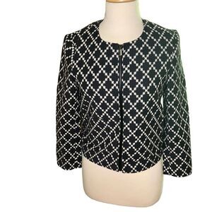 Ann Taylor full zip jacket blazer sz 4 in navy / white